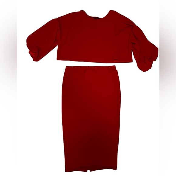 Puff Ball sleeve top & Midi skirt set - Picture 3 of 3